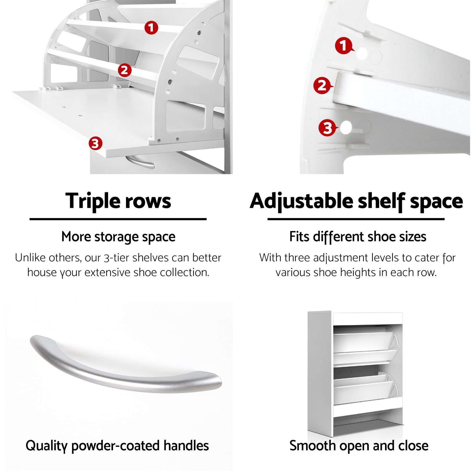 Artiss 2x Shoe Cabinet Storage Organiser 2 Flip Drawer White