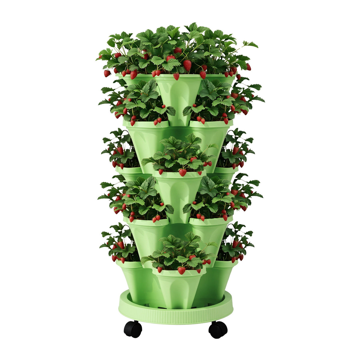 Green Fingers Garden Bed 5 Tier Vertical Garden Grey Strawberry Stackable Planters Herbs Light Green