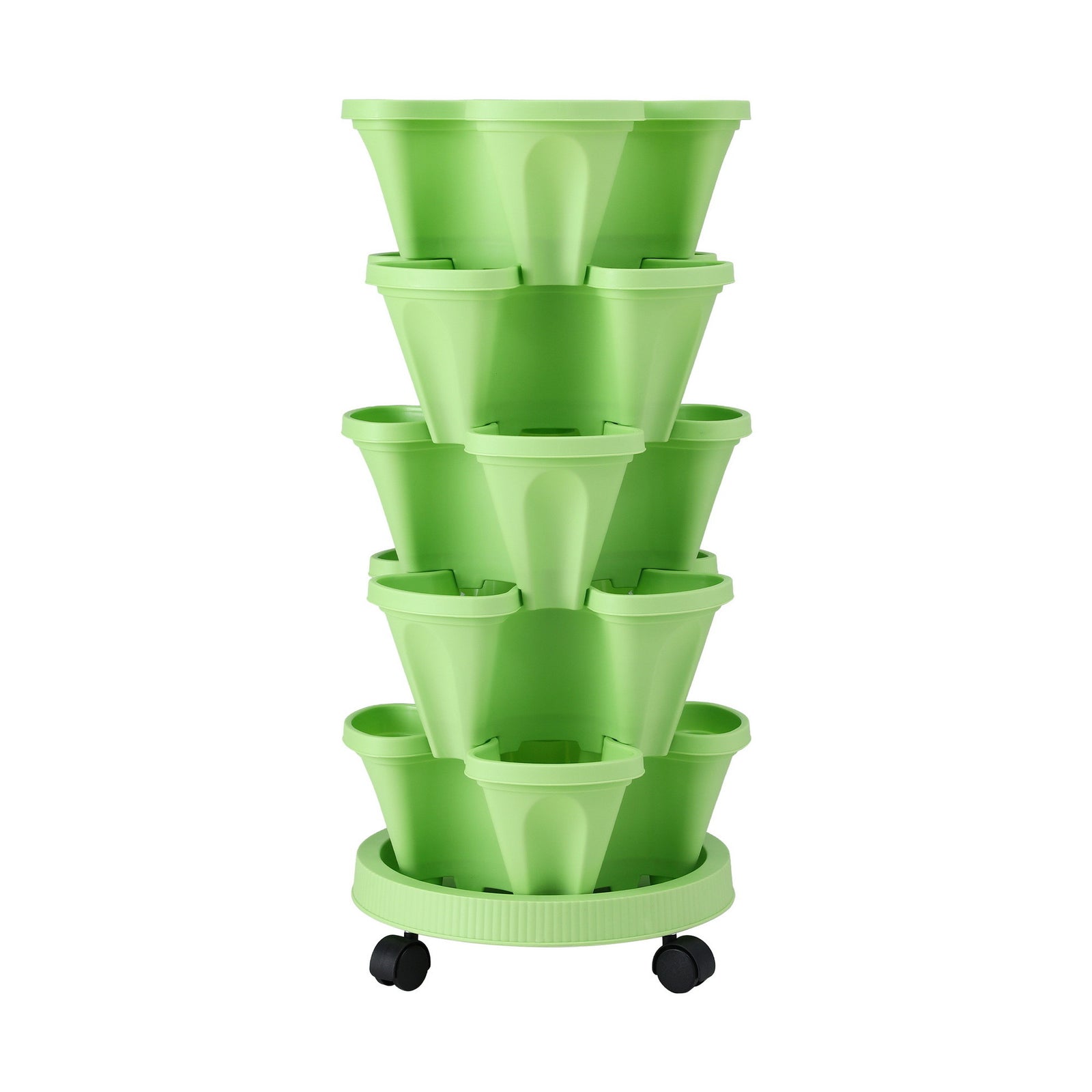 Green Fingers Garden Bed 5 Tier Vertical Garden Grey Strawberry Stackable Planters Herbs Light Green