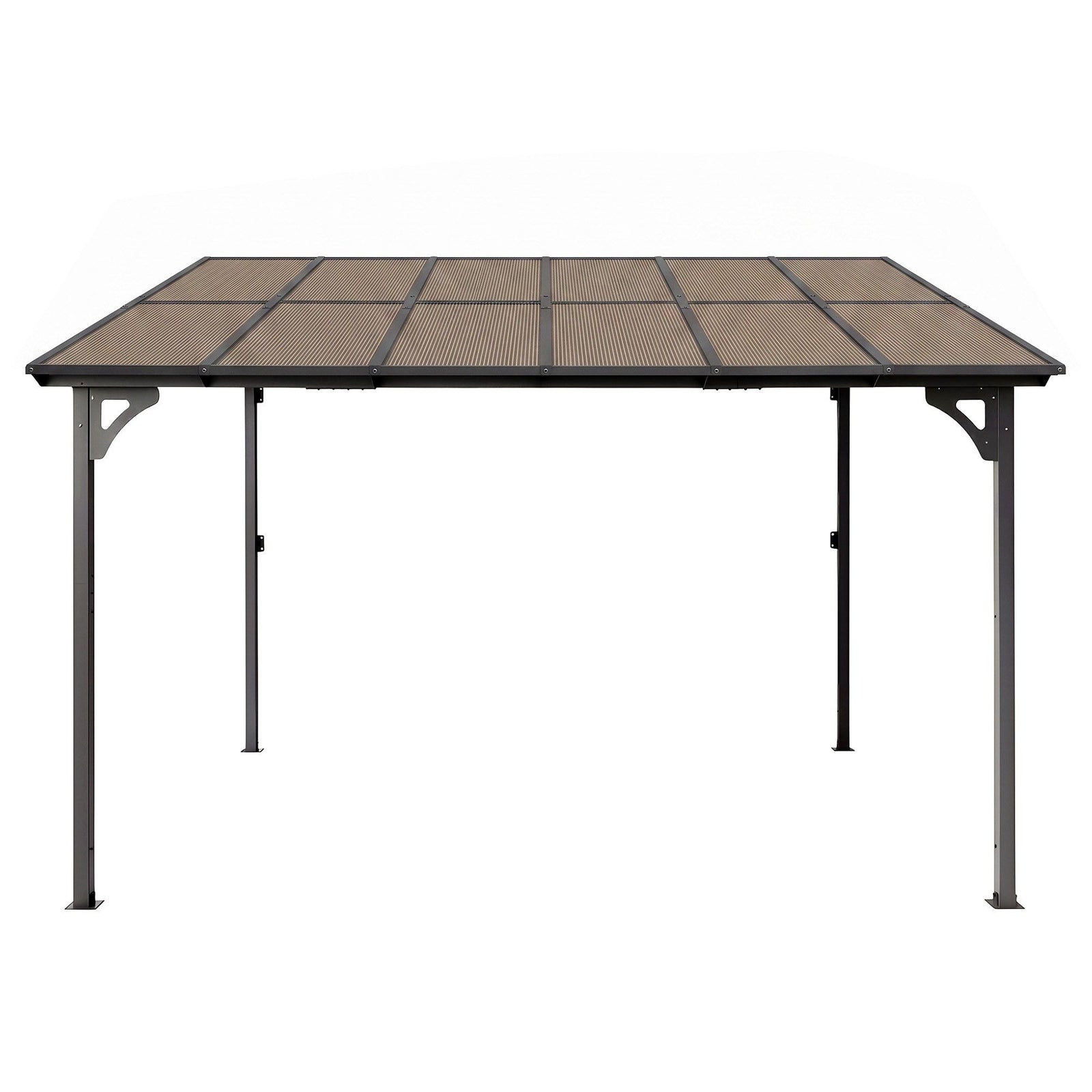 Instahut Gazebo Lean-To Pergola Garden Patio Polycarbonate 356cm X 275cm Brown