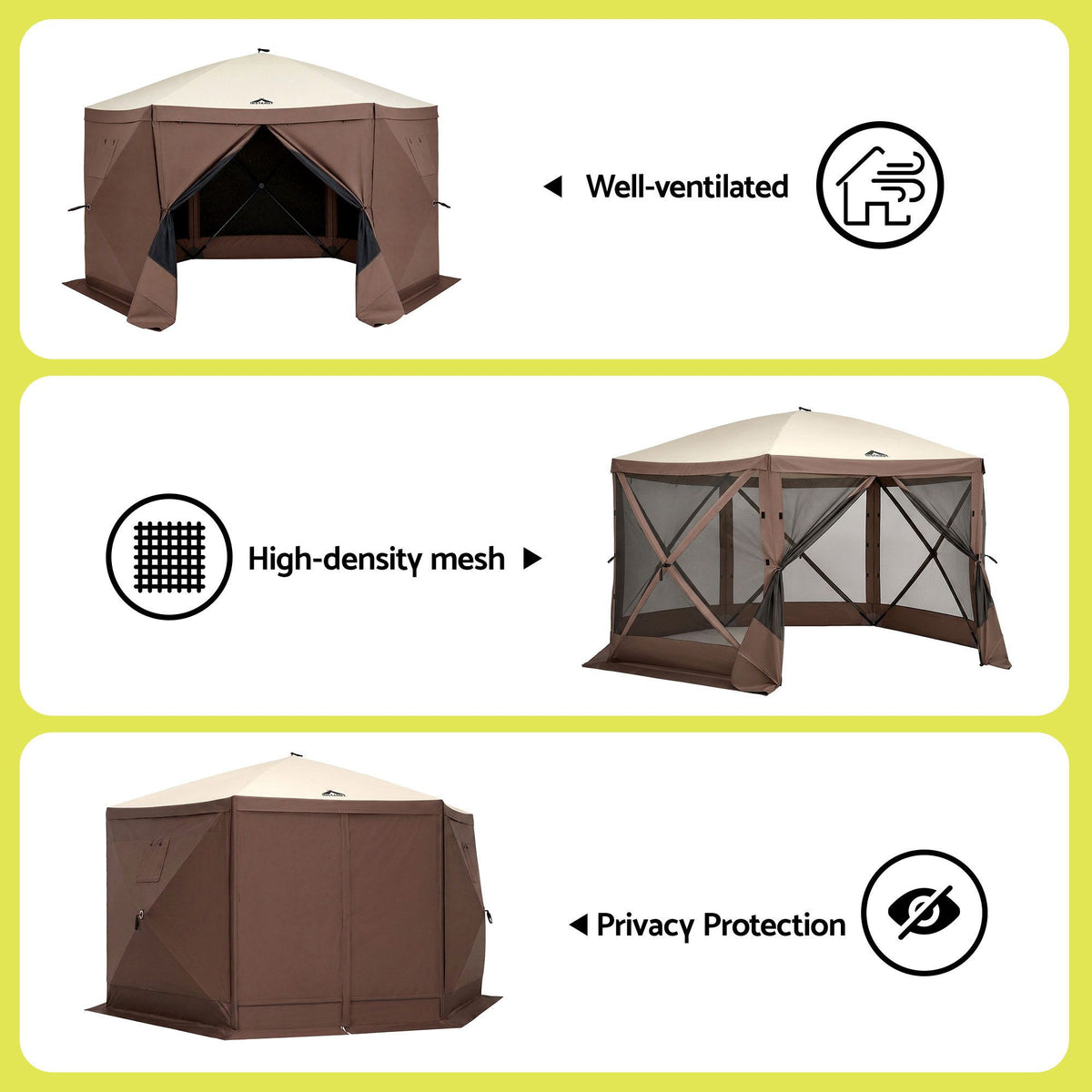 Instahut Gazebo Pop Up Tent 3.6x3.6m Outdoor Marquee Camping Screen w/Curtain Net