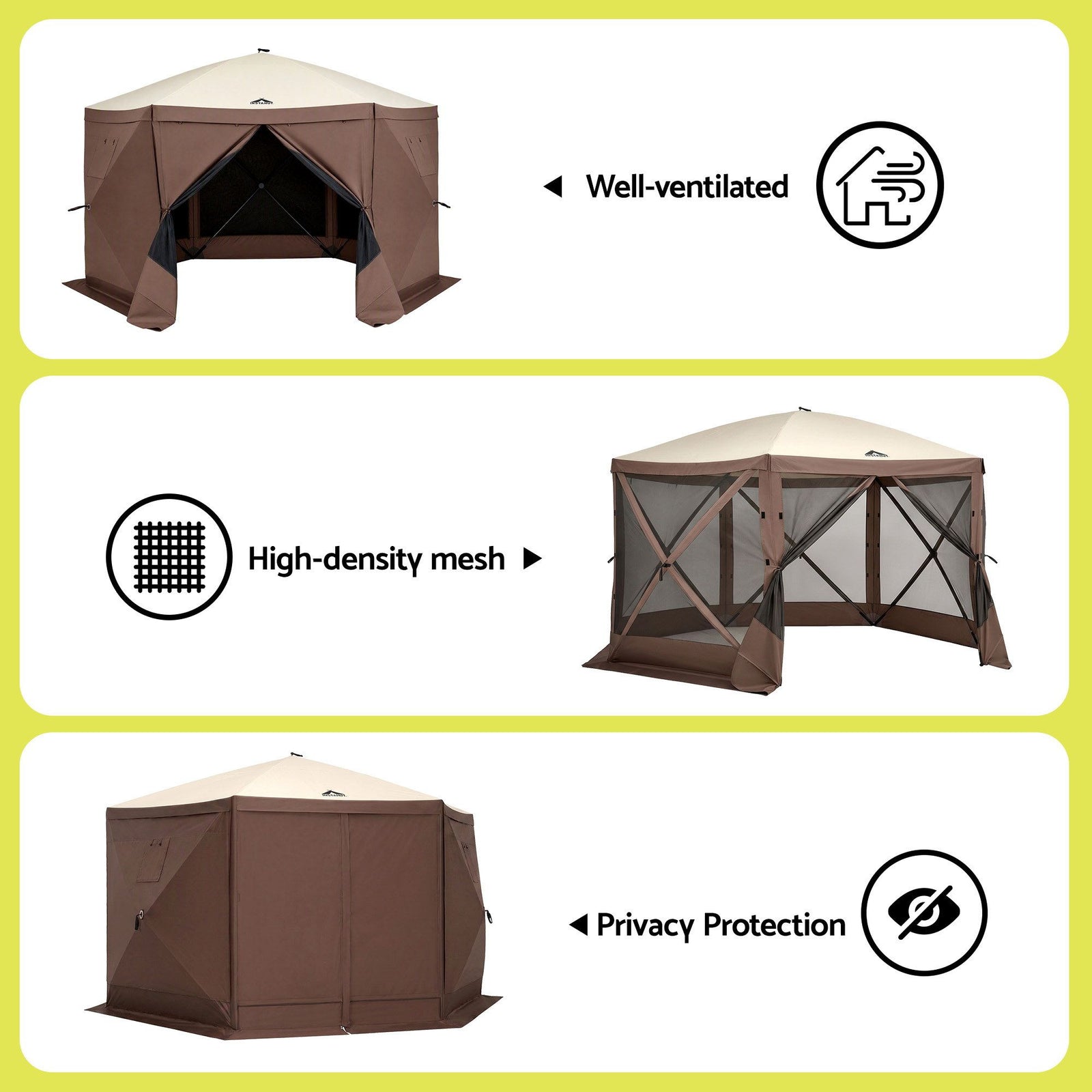 Instahut Gazebo Pop Up Tent 3.6x3.6m Outdoor Marquee Camping Screen w/Curtain Net