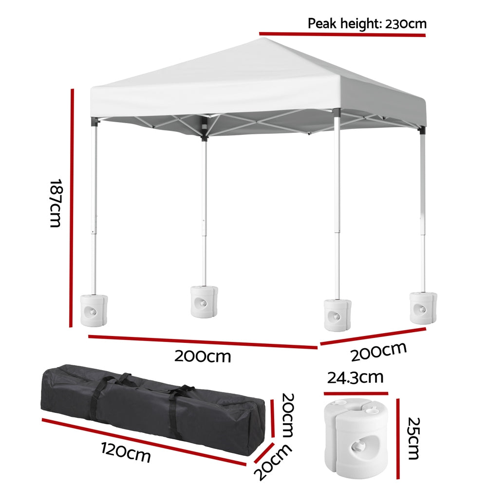 Instahut Gazebo 2x2m Outdoor Patio Garden Marquee Shade w/ Base Pods White