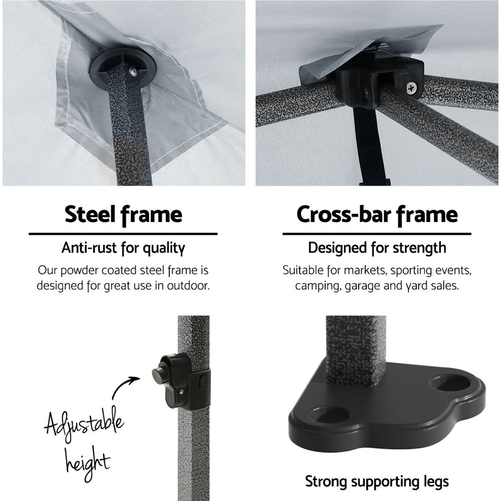 Instahut Gazebo Pop Up Marquee 3x3 Folding Tent Outdoor Camping 500D Oxford