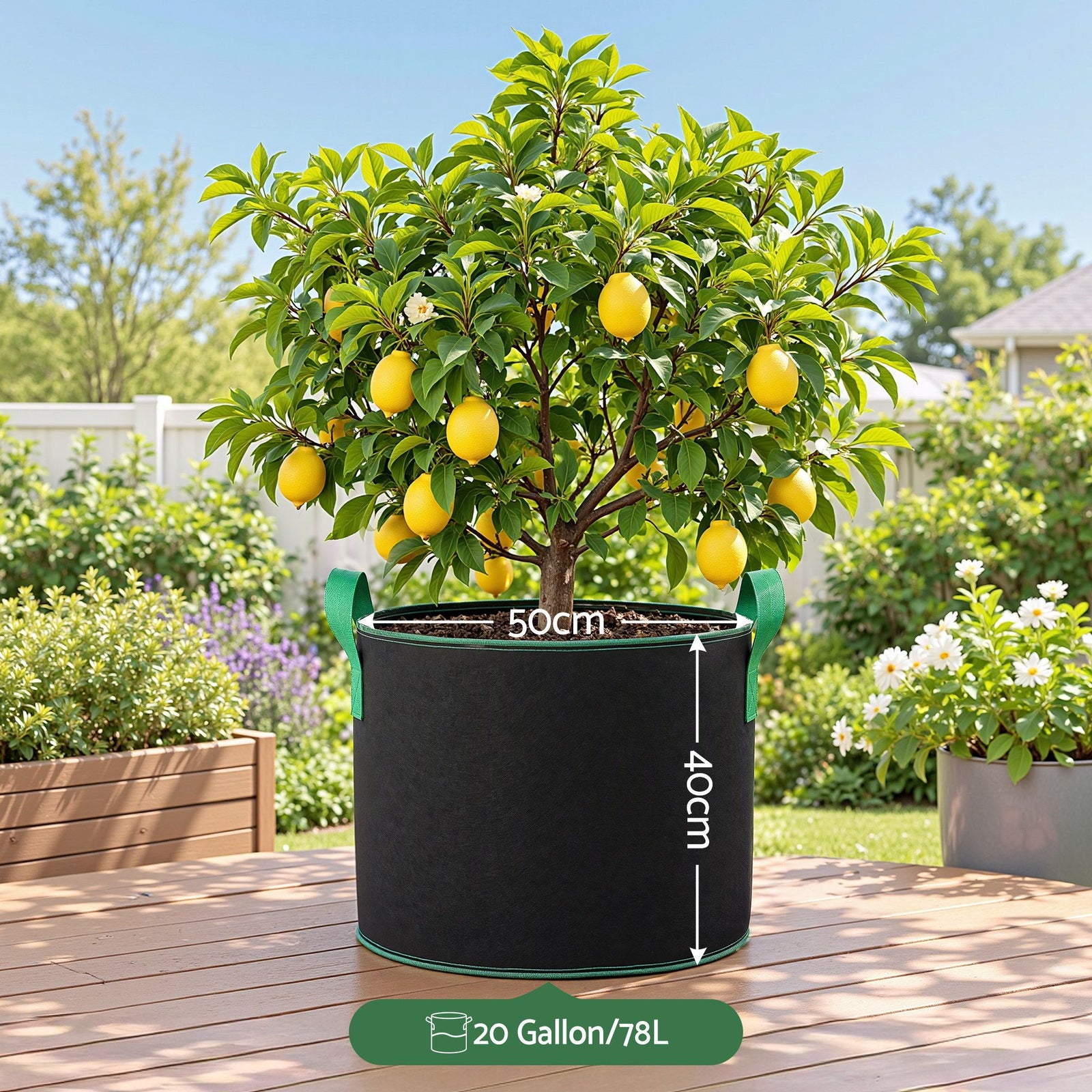 Green Fingers 20 Gallon Grow Bags 300gsm thick Aeration Fabric Pots 10 Pack