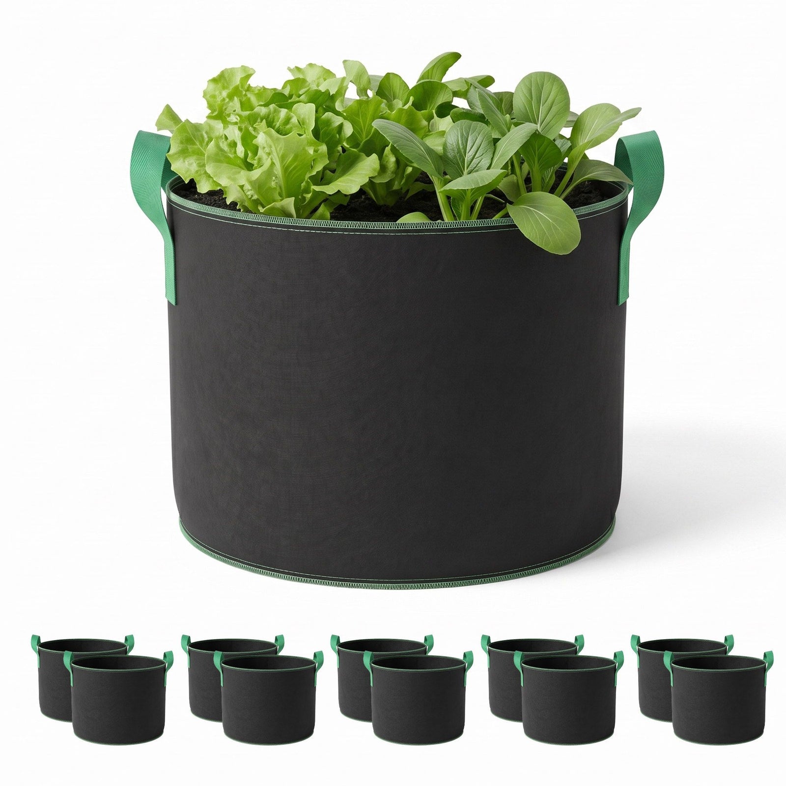 Green Fingers 20 Gallon Grow Bags 300gsm thick Aeration Fabric Pots 10 Pack