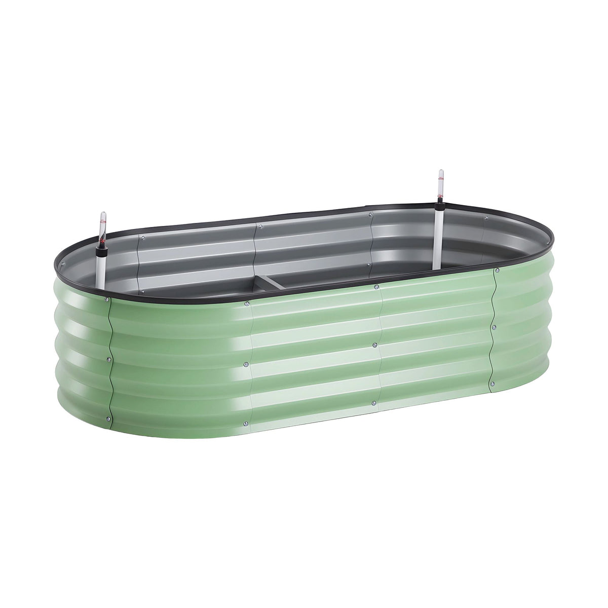 Green Fingers Self Watering Oval Garden Bed Galvanised for Balcony Deck 120x60x30cm