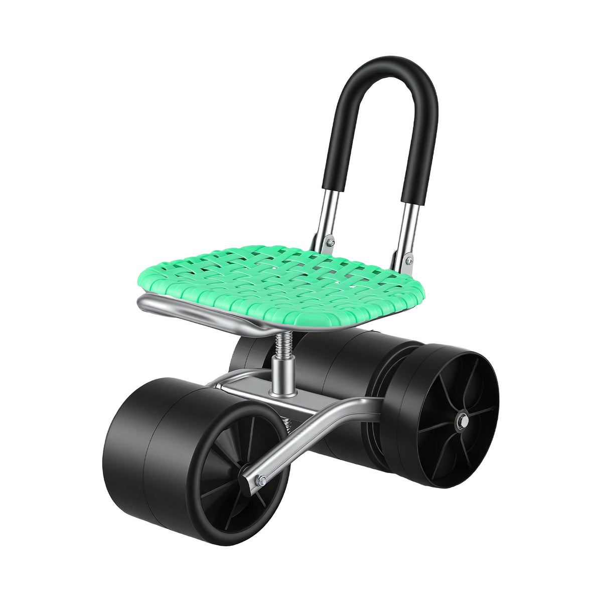 Gardeon Gardening Cart with 360° Swivel Seat | Rolling Work Seat with Adjustable Height &amp; All-Terrain Wheels | 130KG Capacity Heavy Duty Garden Scooter for Back Pain Relief &amp; Vehicle Detailing | Foldable Backrest &amp; Ventilated Seat, Green