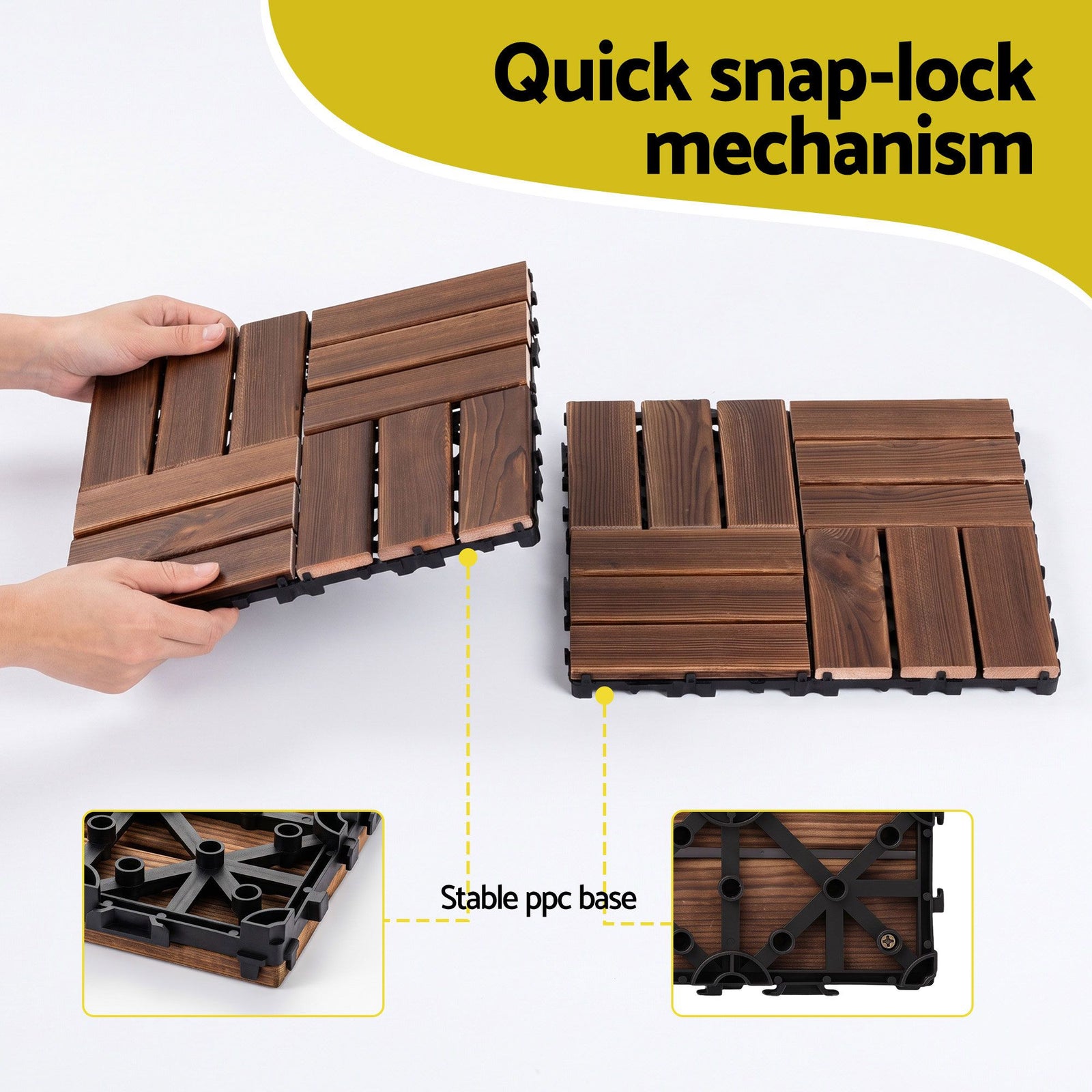 Gardeon 27PCS Wood Deck Tiles 30x30cm Interlocking Floor Tiles Pine Brown