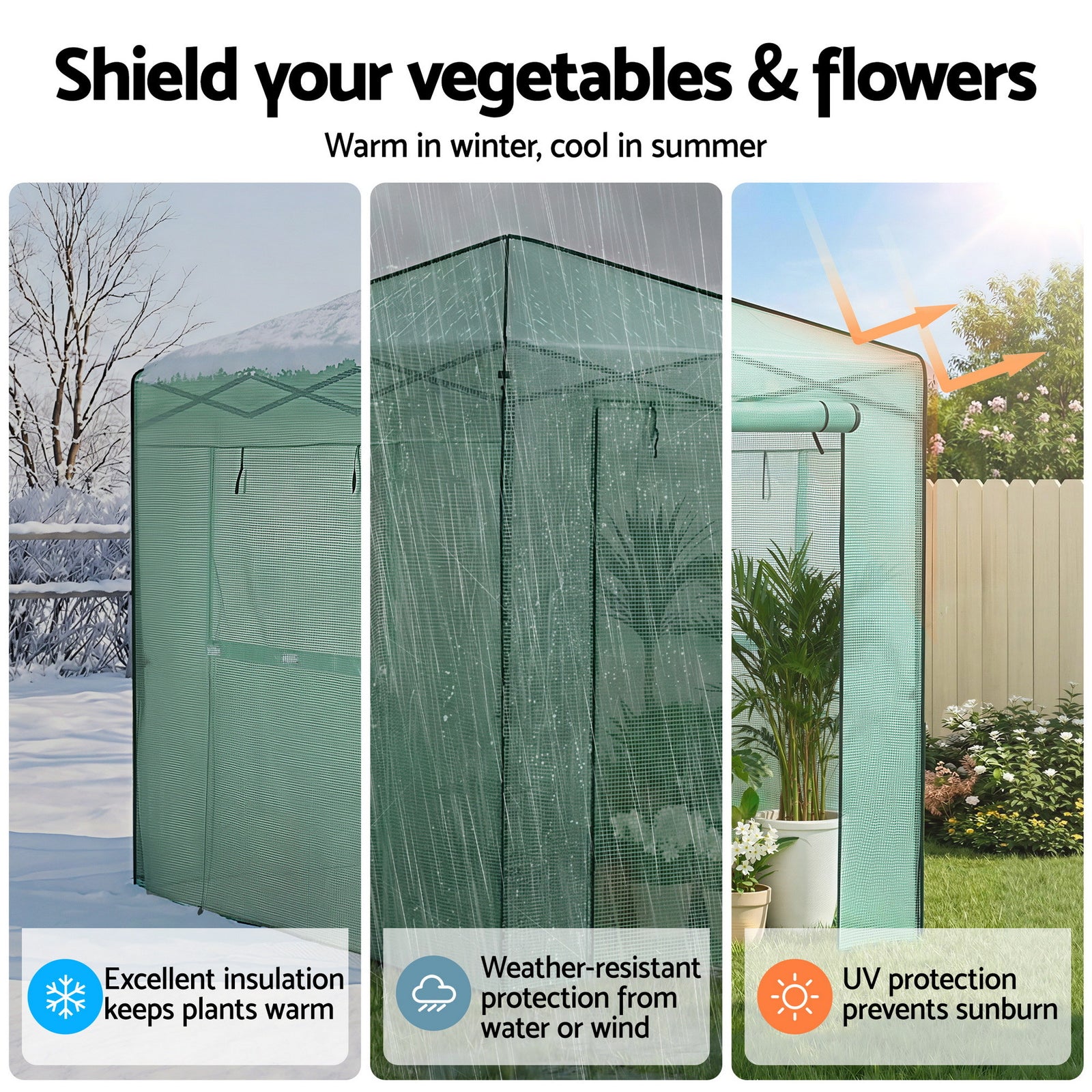 Green Fingers Greenhouse 180x240x240cm Steel Frame PE Cover Outdoor Shelter