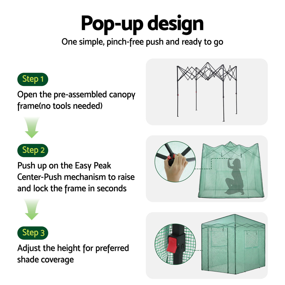 Green Fingers Greenhouse 180x240x240cm Steel Frame PE Cover Outdoor Shelter