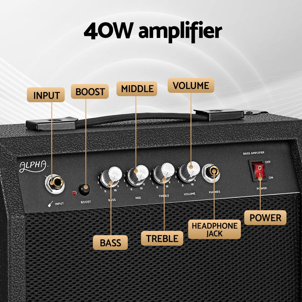 Alpha 40W Bass Guitar Amplifier Portable