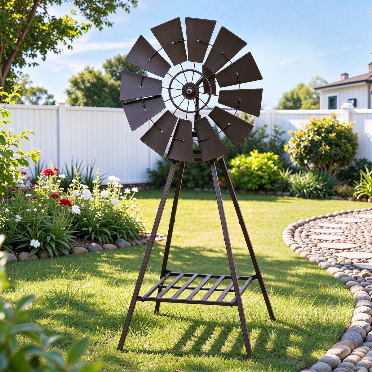Gardeon Garden Windmill Metal Outdoor Yard Decor 120cm Bronze