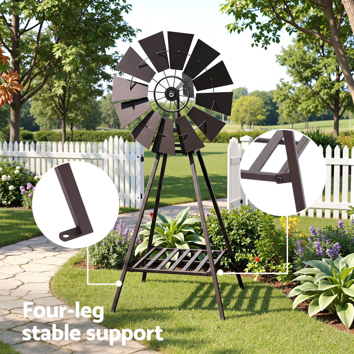 Gardeon Garden Windmill Metal Outdoor Yard Decor 120cm Bronze