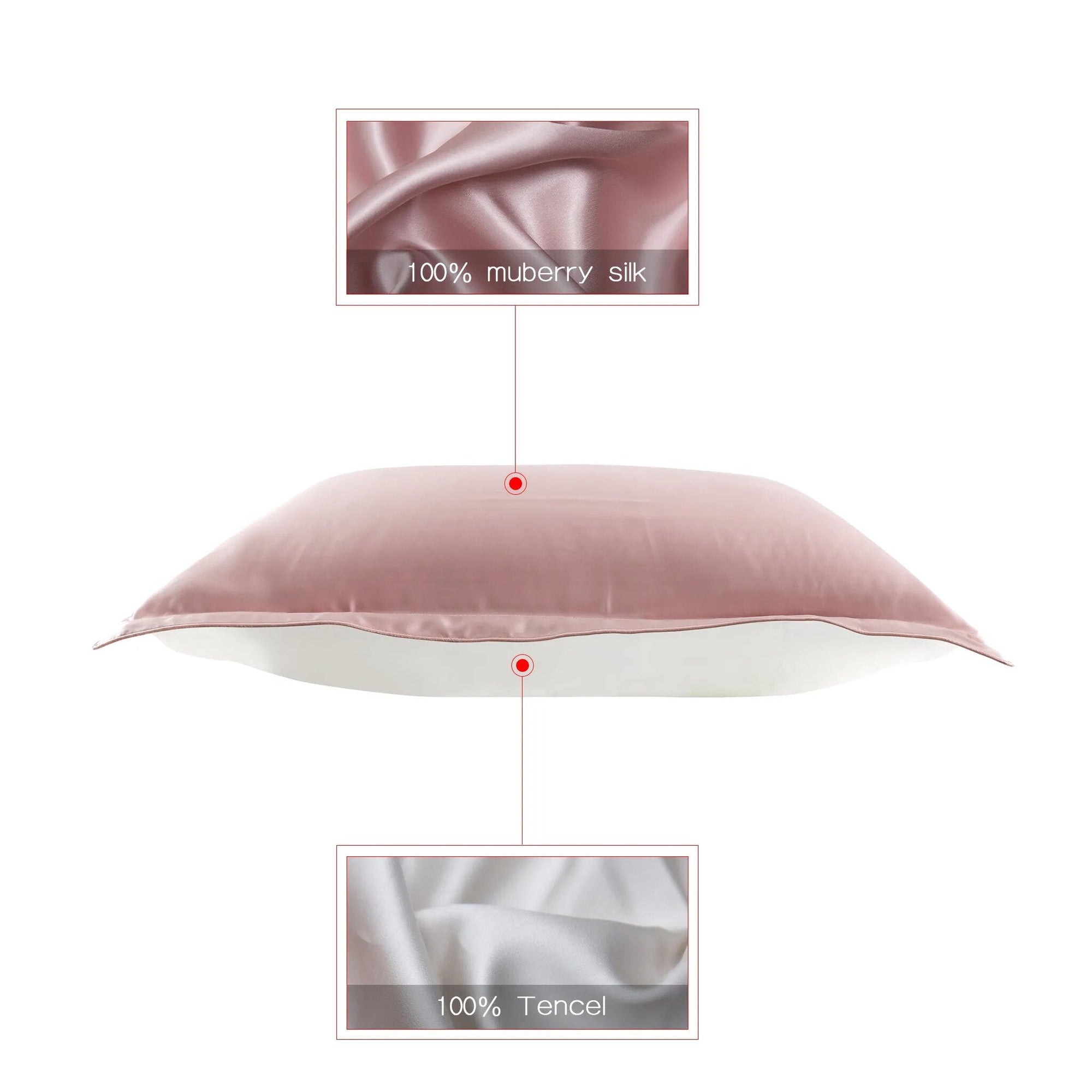 Anyhouz Pillowcase 51x66cm Coffee Pure Real Silk For Comfortable And Relaxing Home Bed