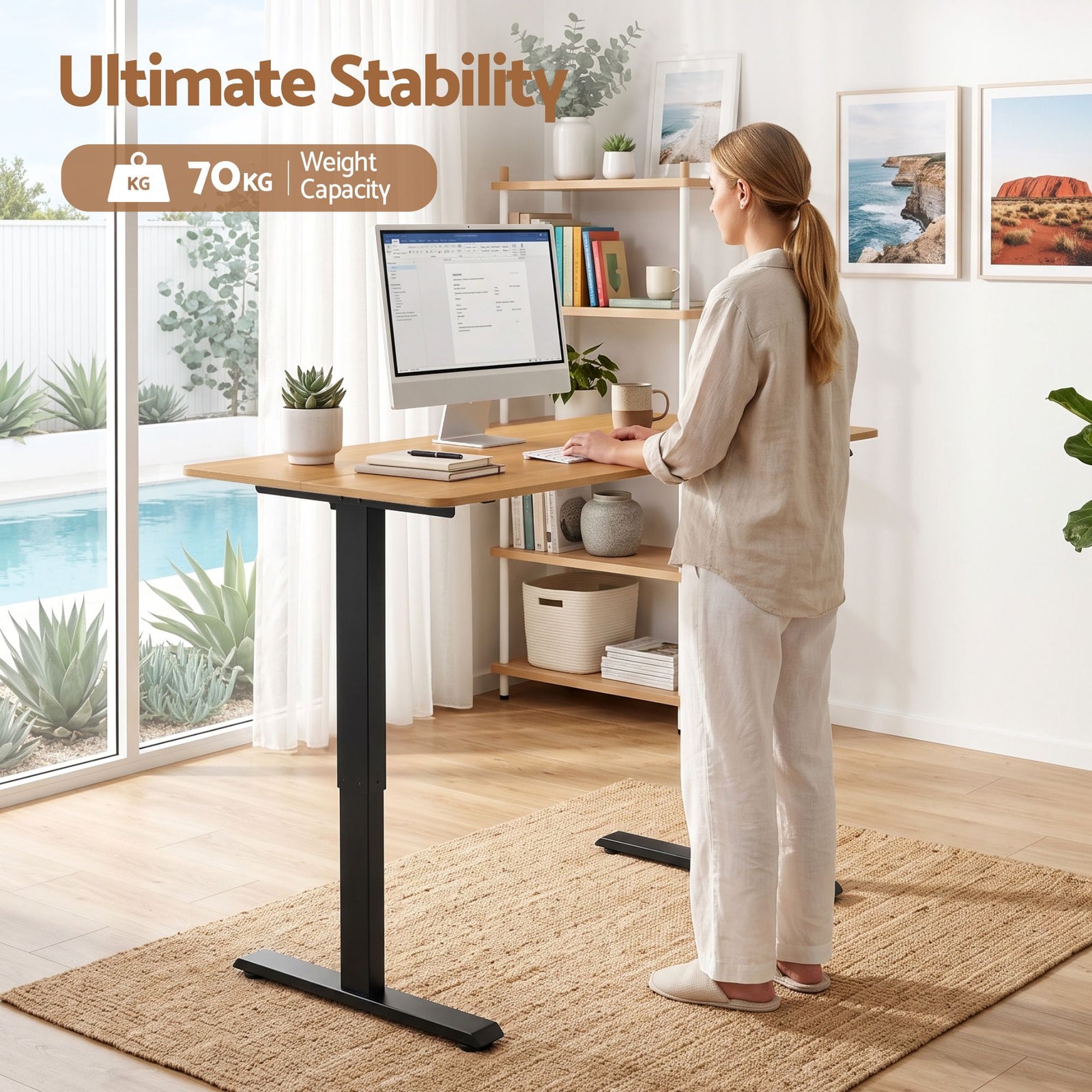Artiss Electric Standing Desk Height Adjustable Table 120cm Natural Black