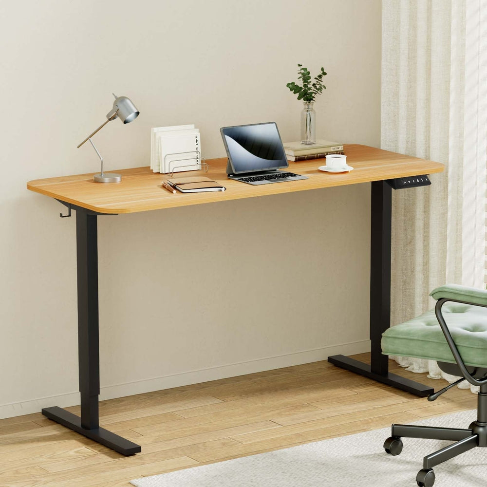 Artiss Electric Standing Desk 140cm Adjustable Height Motorised Home Office Desk Oak Black