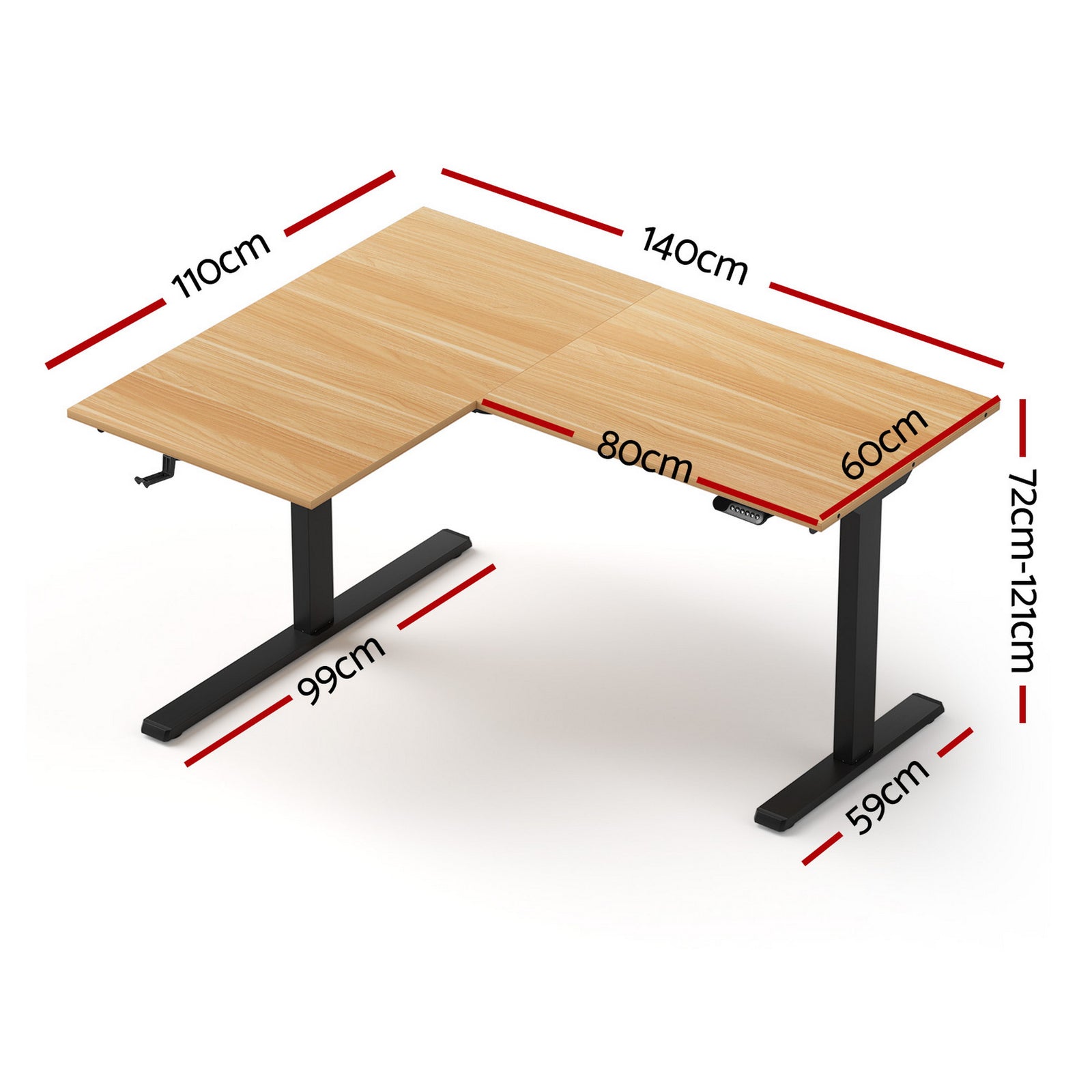Artiss L-Shape Electric Standing Desk Sit Stand Up Height Adjustable Motorised