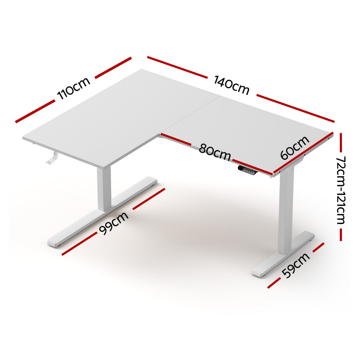 Artiss L-Shape Standing Desk Sit Stand Up Height Adjustable Electric Motorised White