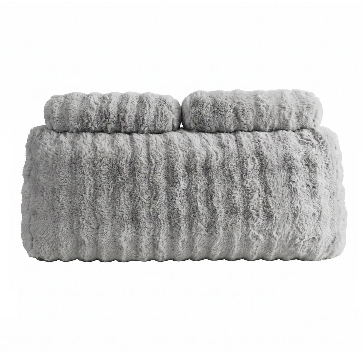 Giselle Wedge Pillow Headboard, Easy Wash Zipper Cover & Anti-Flat Foam, Couch Lumbar Support for Dorm Readers, 340g Faux Rabbit Fur with Dual Pockets, Double