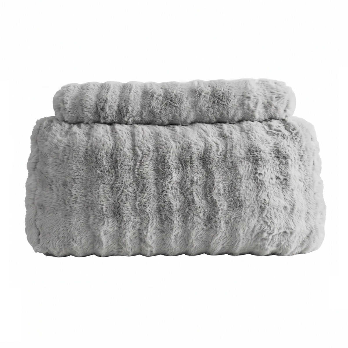 Giselle Wedge Pillow Headboard, Easy Wash Zipper Cover & Anti-Flat Foam, Couch Lumbar Support for Dorm Readers, 340g Faux Rabbit Fur with Dual Pockets, King Single