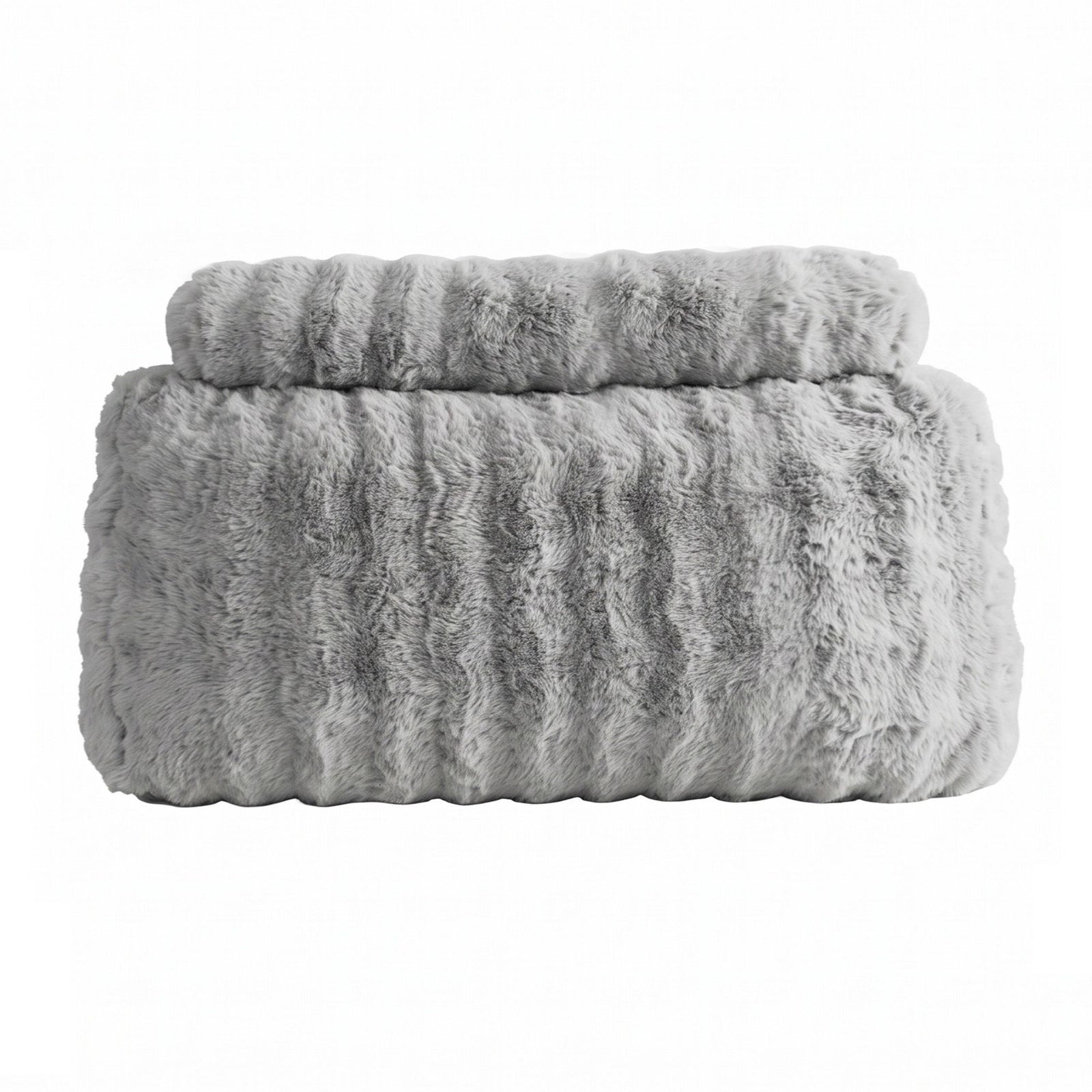 Giselle Wedge Pillow Headboard, Easy Wash Zipper Cover & Anti-Flat Foam, Couch Lumbar Support for Dorm Readers, 340g Faux Rabbit Fur with Dual Pockets, King Single