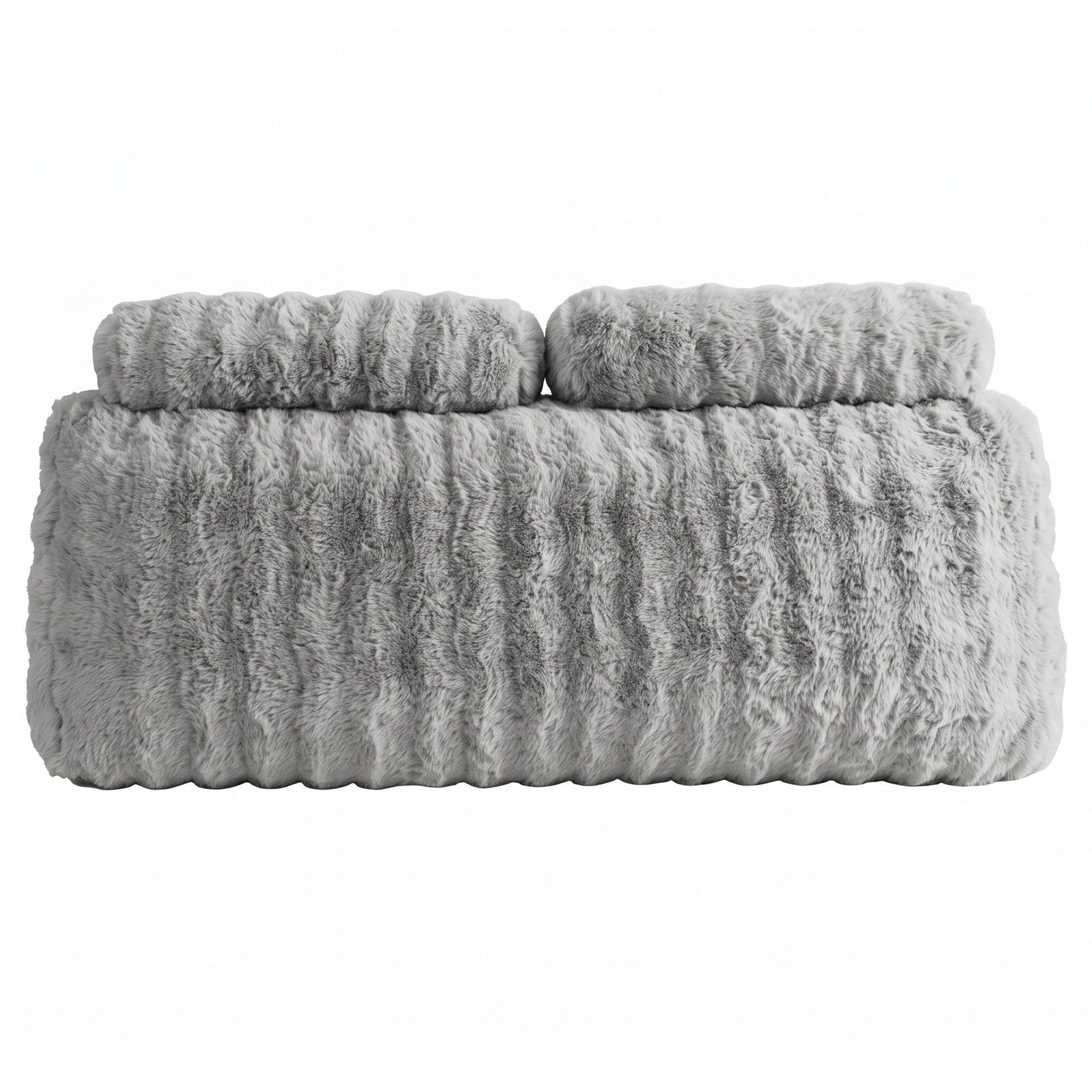 Giselle Wedge Pillow Headboard, Easy Wash Zipper Cover & Anti-Flat Foam, Couch Lumbar Support for Dorm Readers, 340g Faux Rabbit Fur with Dual Pockets, Queen