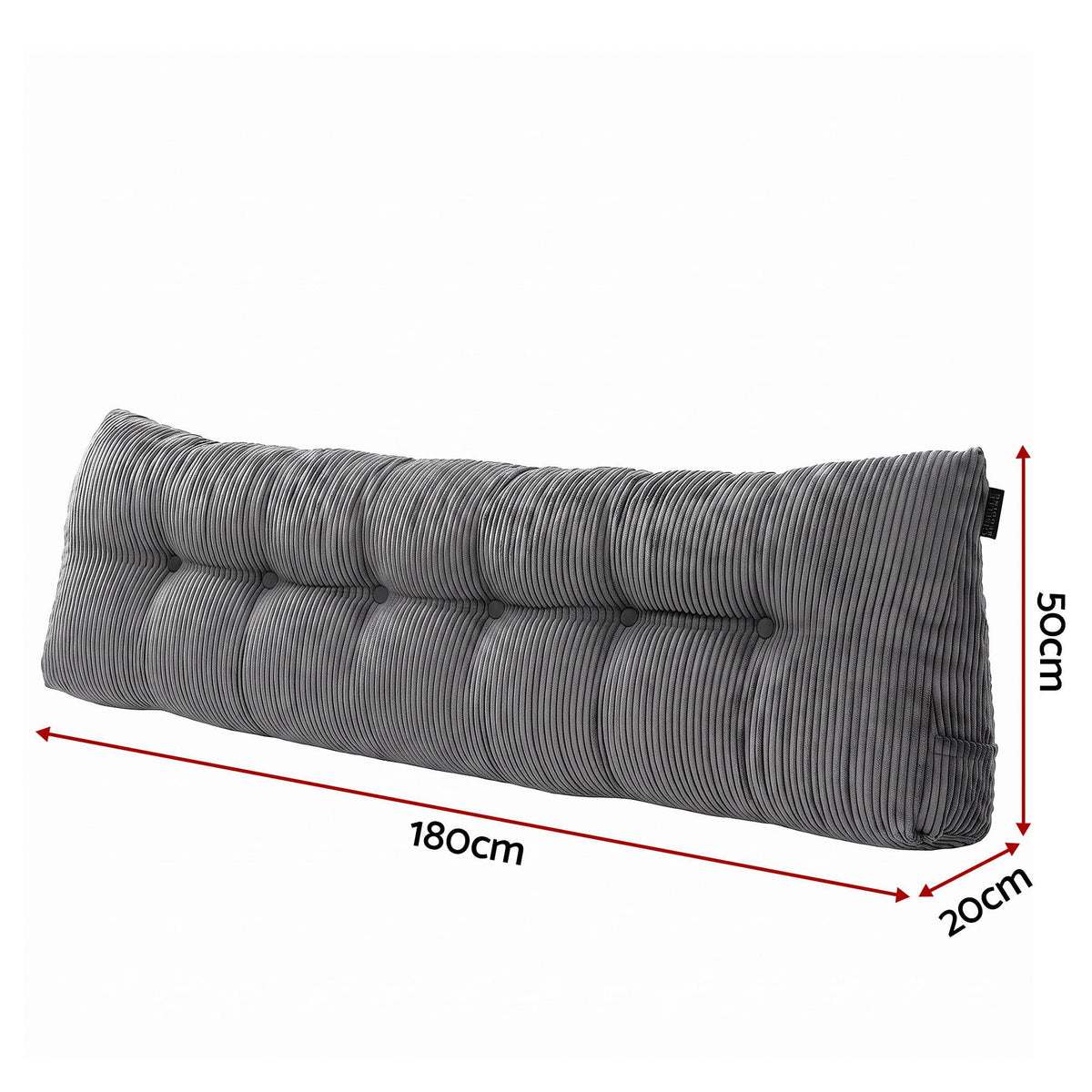 Giselle Headboard Pillow for Sitting in Bed, Upgraded Shredded Foam Reading Wedge Cushion for Lumbar Support, 320g Corduroy Backrest with Side Pockets for Dorm Daybed, King