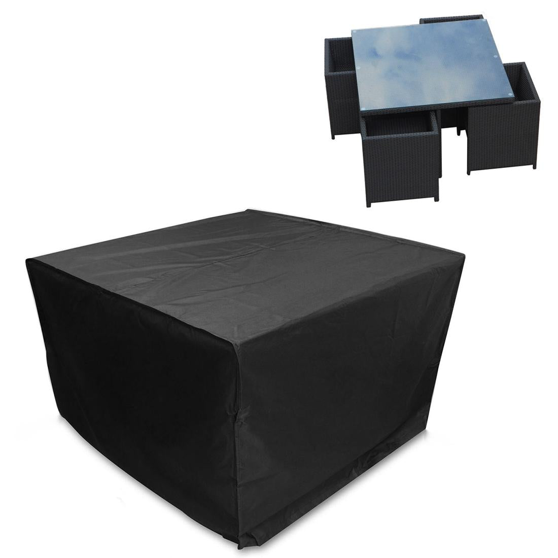 Outdoor Furniture Set Cover - Waterproof Anti-Uv Dust-Proof - 210D Oxford Cloth - 123X123X74Cm - Black-1964932360860471302