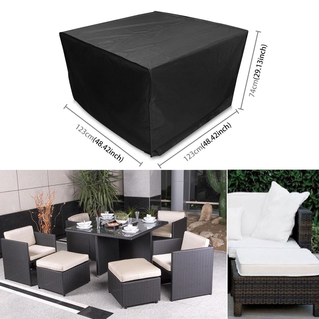 Outdoor Furniture Set Cover - Waterproof Anti-Uv Dust-Proof - 210D Oxford Cloth - 123X123X74Cm - Black-1964932360860471301