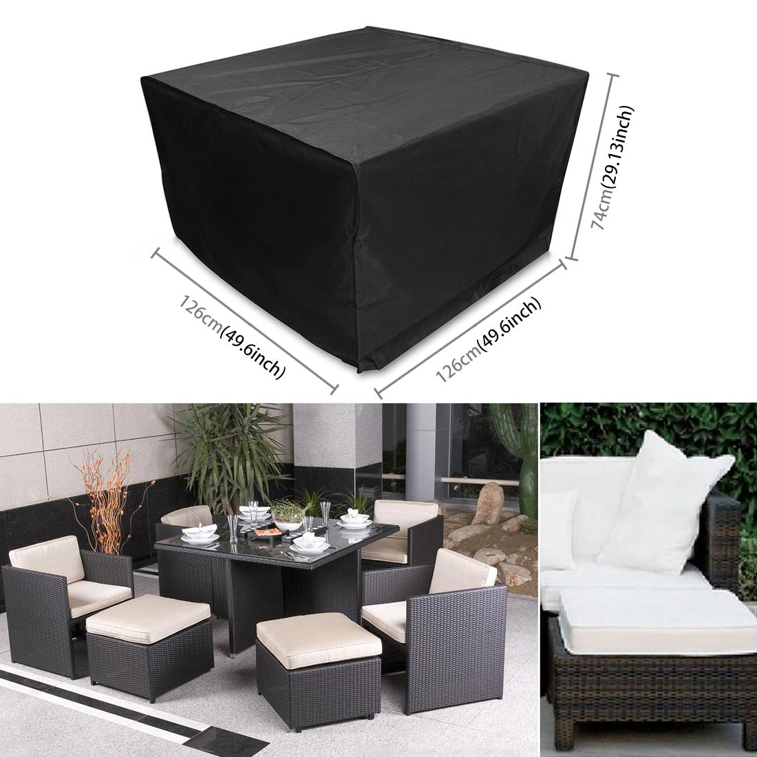Outdoor Furniture Set Cover - Anti-Uv Waterproof Dust-Proof 210D Oxford Cloth Folding 126X126X74Cm Black-1964932321668894725