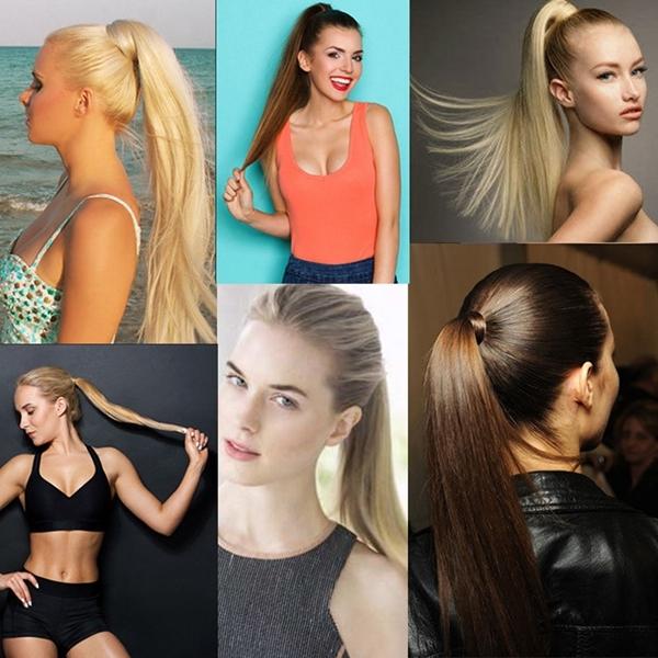 Long Straight Ponytail Wig With Invisible Bandage - 88-1922443462117036035