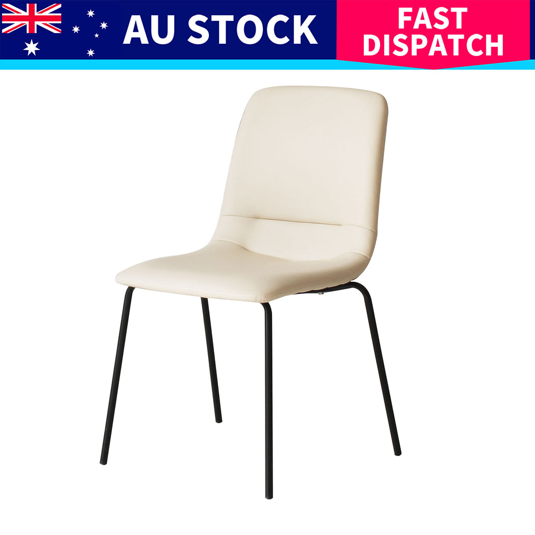 Levede Stackable Dining Chairs Kitchen Beige Set of 8-1973193561876860936
