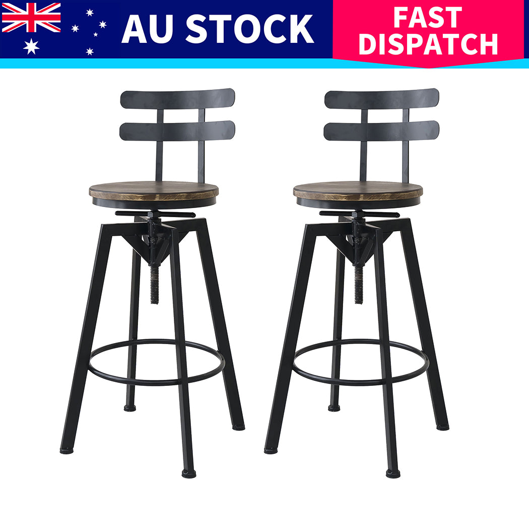 Levede 2x Bar Stool Industrial Adjustable-1973193551646953481