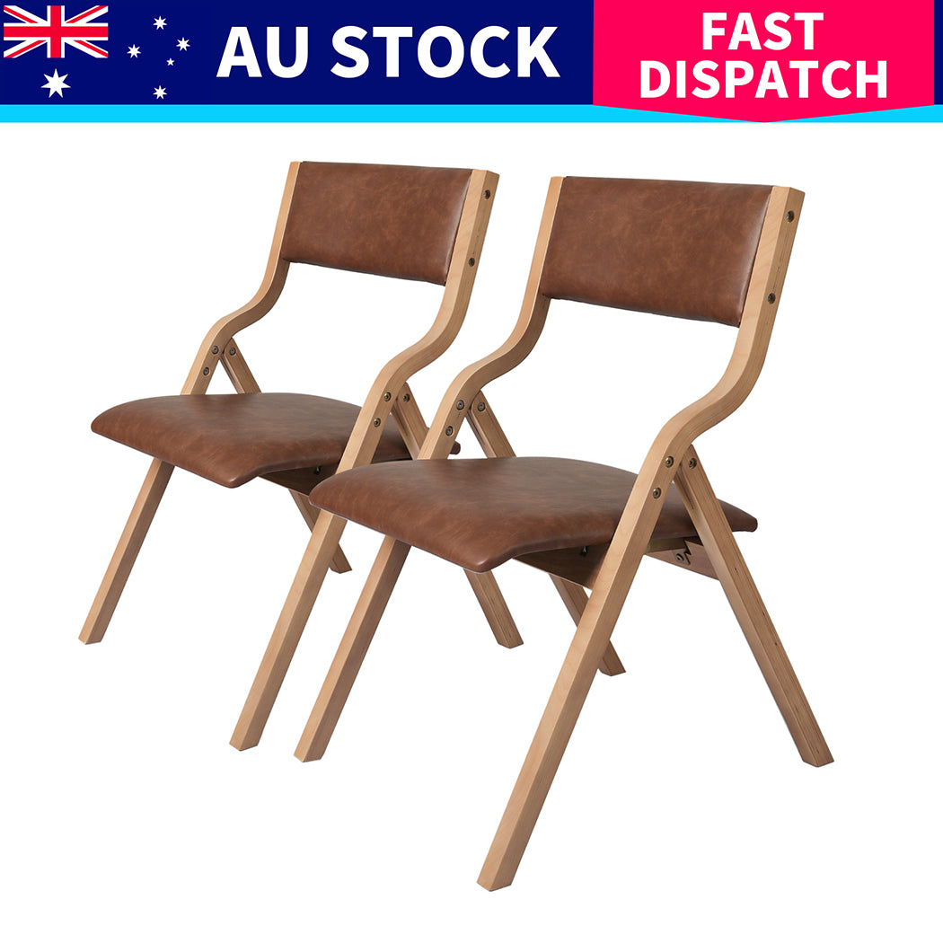 Levede 8x Dining Chairs Foldable PU Tan-1973193563210649608