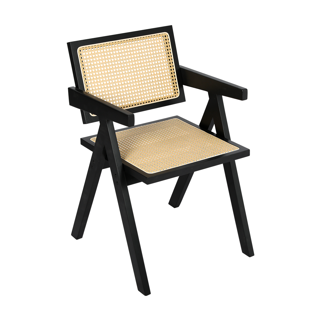 Levede 2x Black Wicker Armchair Dining Chair-1973193564540243976