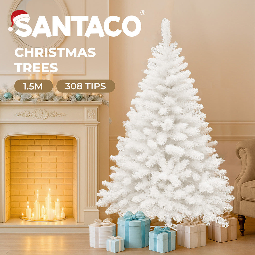 Santaco 1.5M 380 Tips White Christmas Tree-1973193578767323141