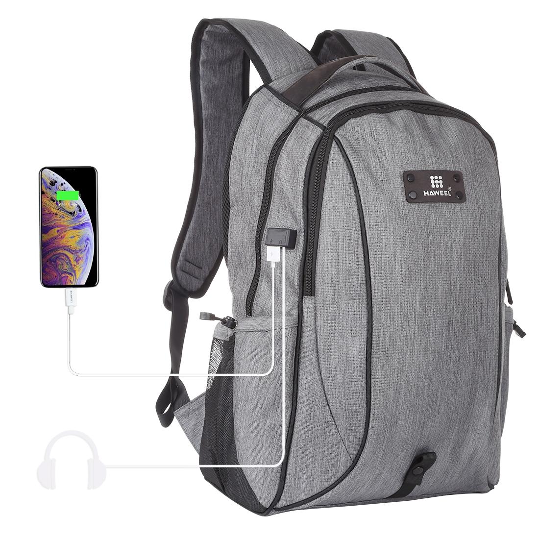 Grey Canvas Dual-Shoulder Laptop Backpack - Portable Outdoor-1915196546702512128