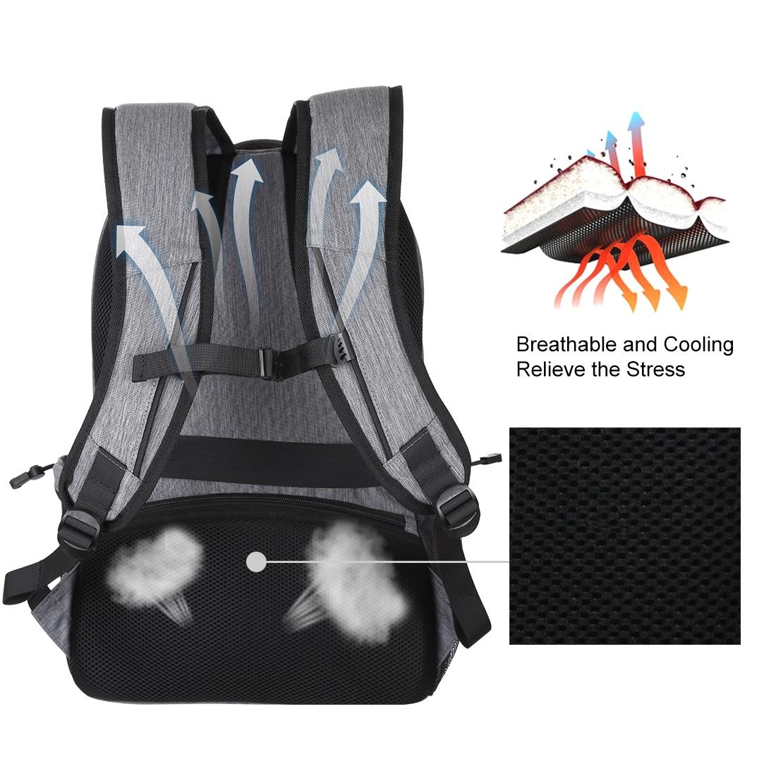 Grey Canvas Dual-Shoulder Laptop Backpack - Portable Outdoor-1915196546702512131