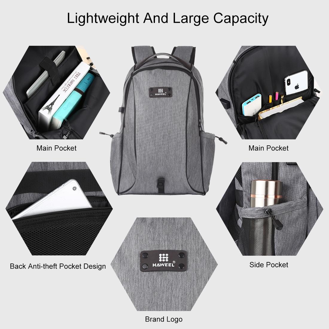 Grey Canvas Dual-Shoulder Laptop Backpack - Portable Outdoor-1915196546702512133