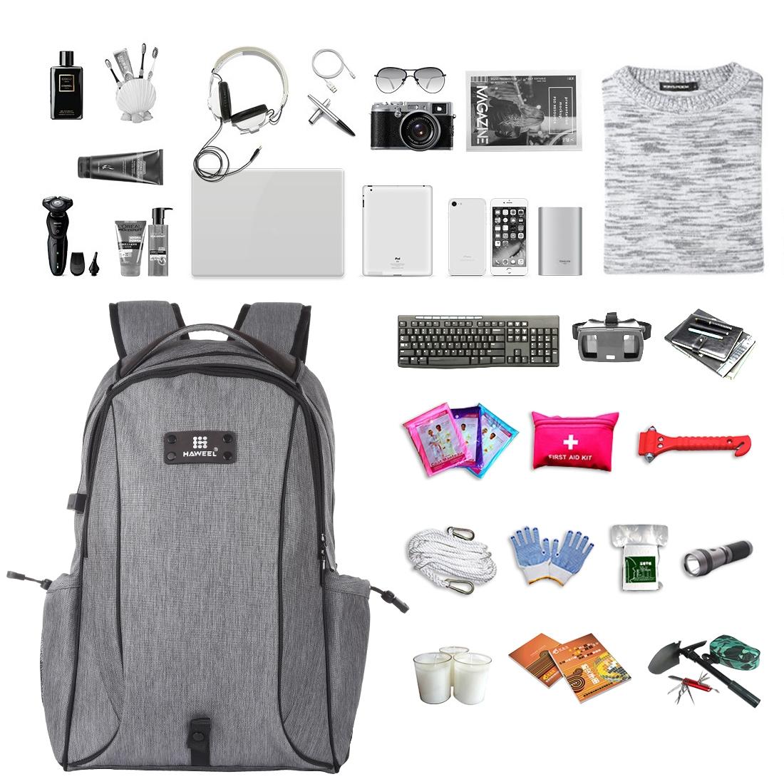 Grey Canvas Dual-Shoulder Laptop Backpack - Portable Outdoor-1915196546702512134