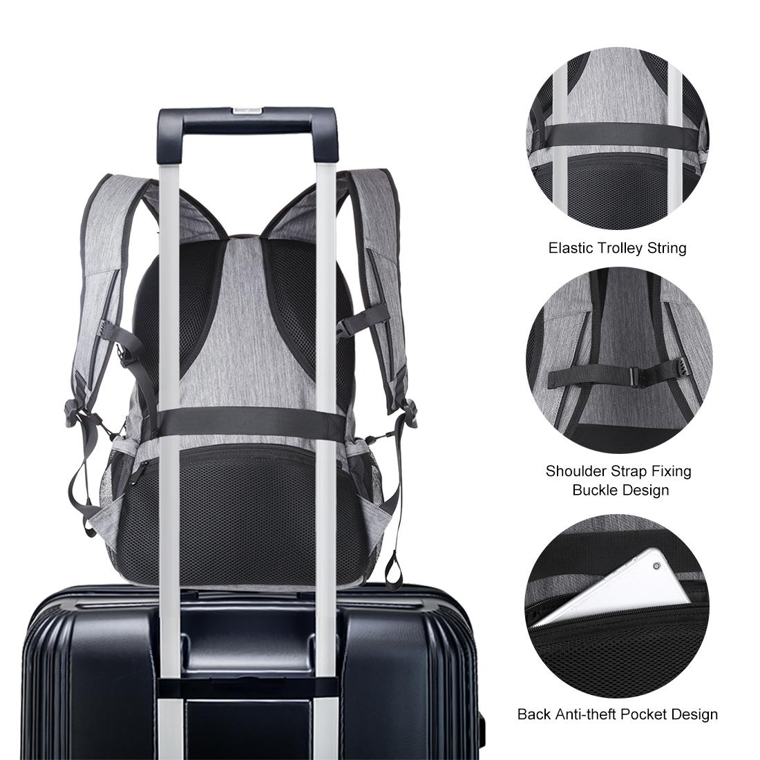 Grey Canvas Dual-Shoulder Laptop Backpack - Portable Outdoor-1915196546702512135