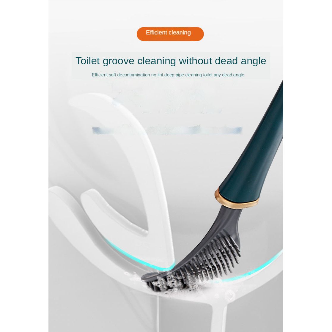 Anyhouz Toilet Brush Green Silicone Wall-Mounted Soft Bristles Brushes Set Toilet  Accessories with Holder Cleaning Bathroom Tool