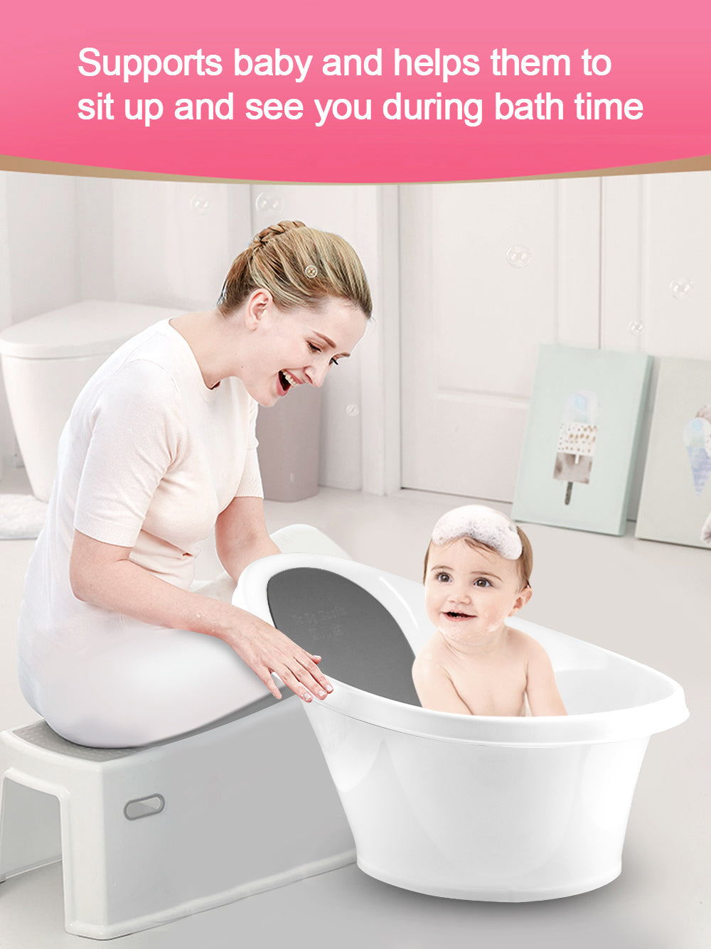 Black Baby Bath With Backrest & Bum Bump Support-1973193609993916419