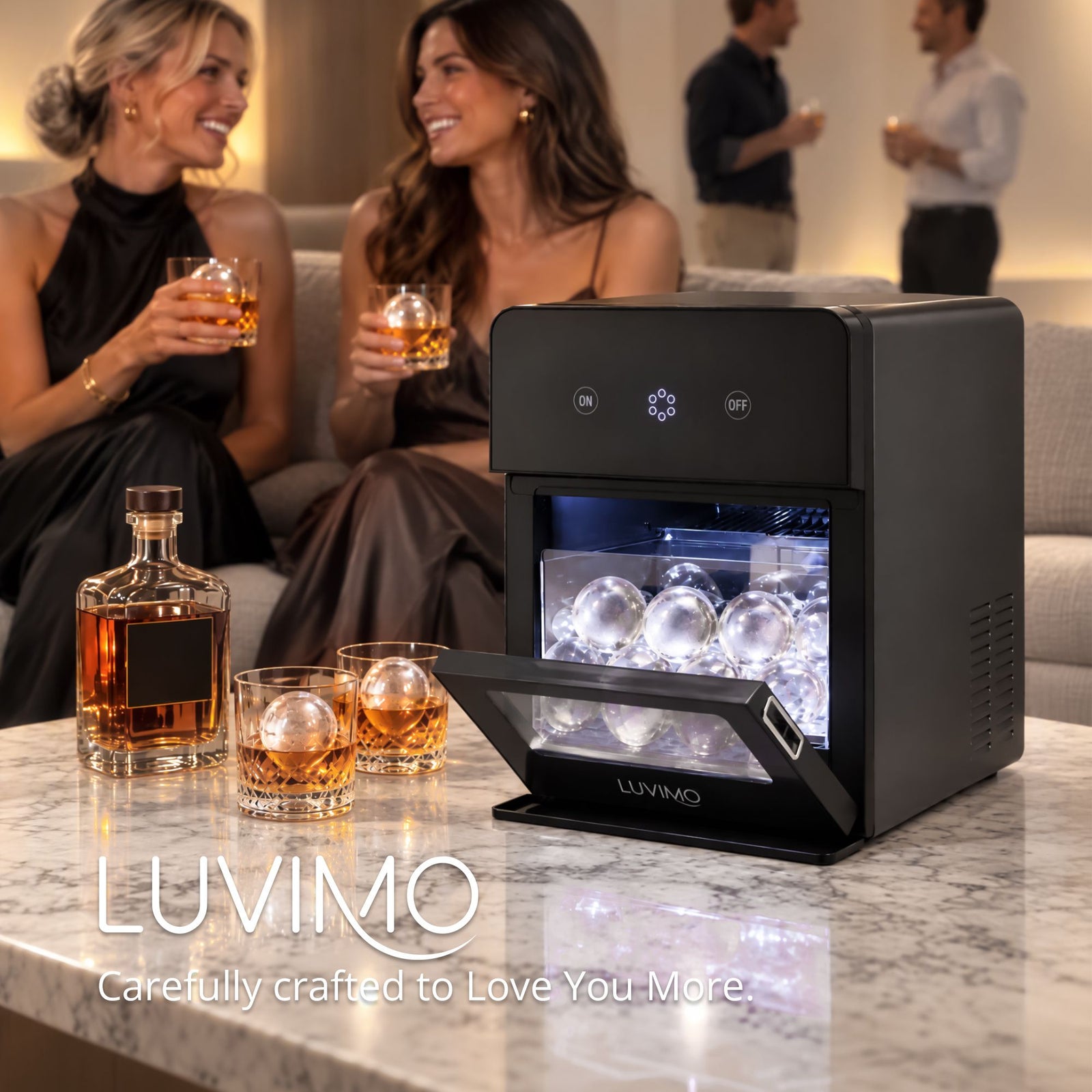 LUVIMO Sphere Ice Maker Machine 50mm Ice Ball 140pcs/day for Home Whiskey Wine