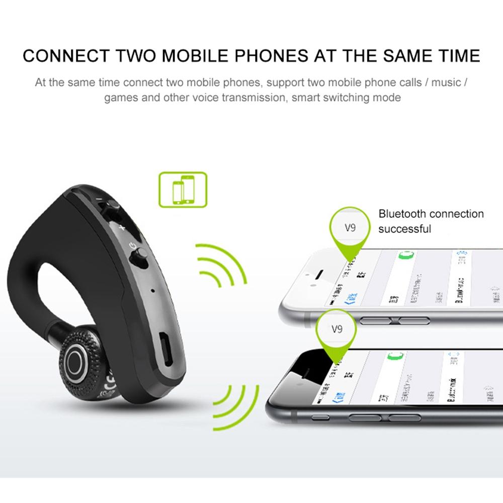 V9 Wireless Bluetooth Headset With Mic For Drivers - Black-1915196493023809544