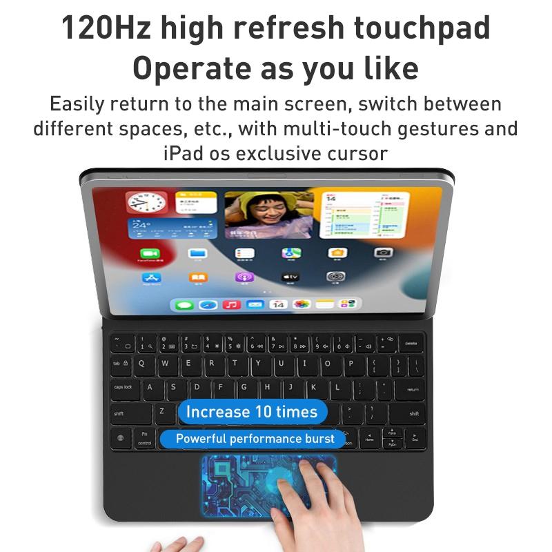 Magic Suspended Bluetooth Keyboard Leather Case For Ipad Air 2022 / 2020 - Black-1915196722431266820