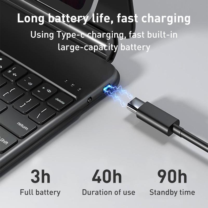 2022 T89 Magic Bluetooth Keyboard Leather Case For Ipad 10.9 Gen 10 - Black-1922443418953453574