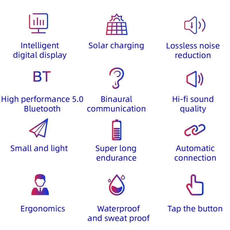 Mini Solar Sport Bluetooth Earphones With Charging Box-1915197682348068873