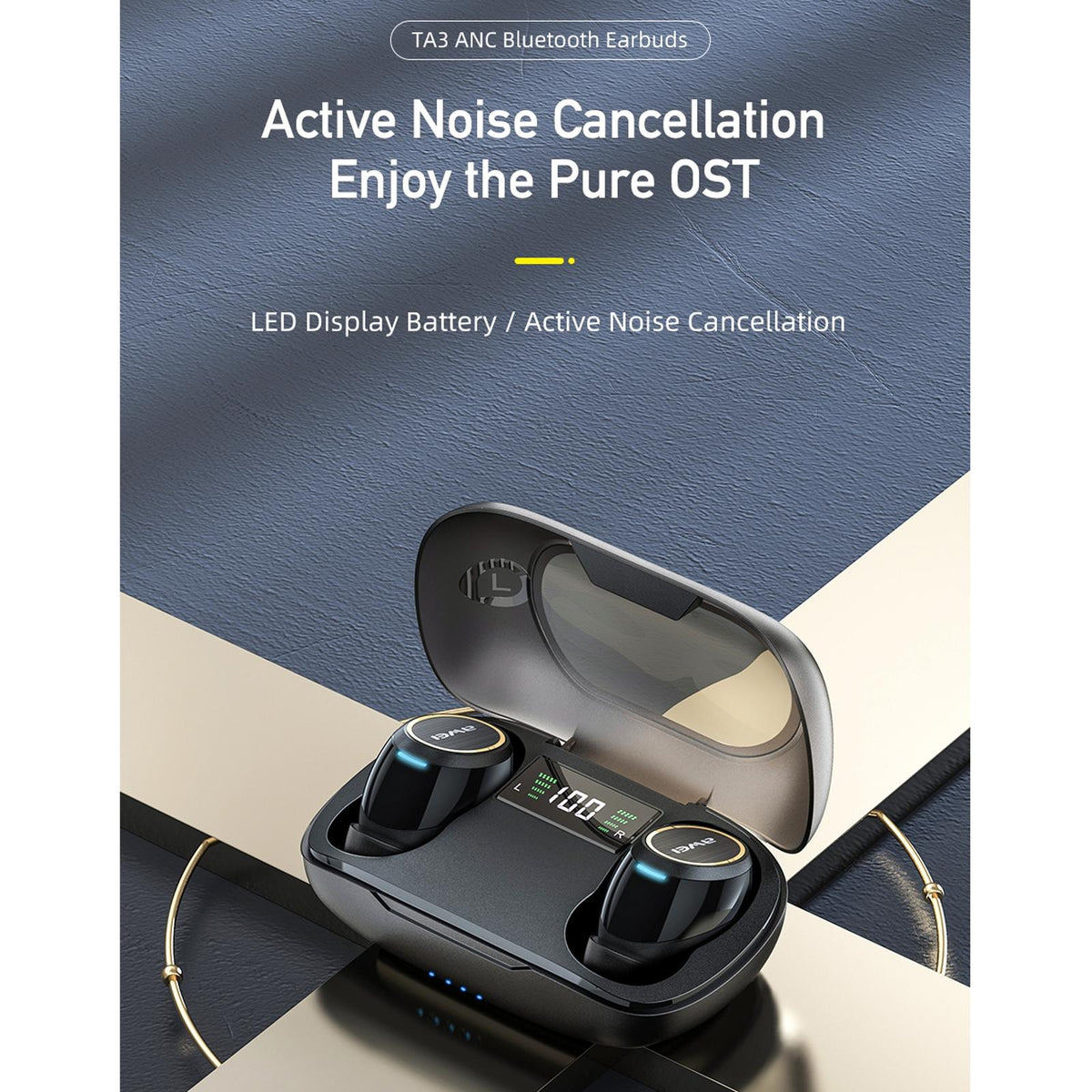 Wireless Active Noise Reduction Earphones - Black-1915196709240180737